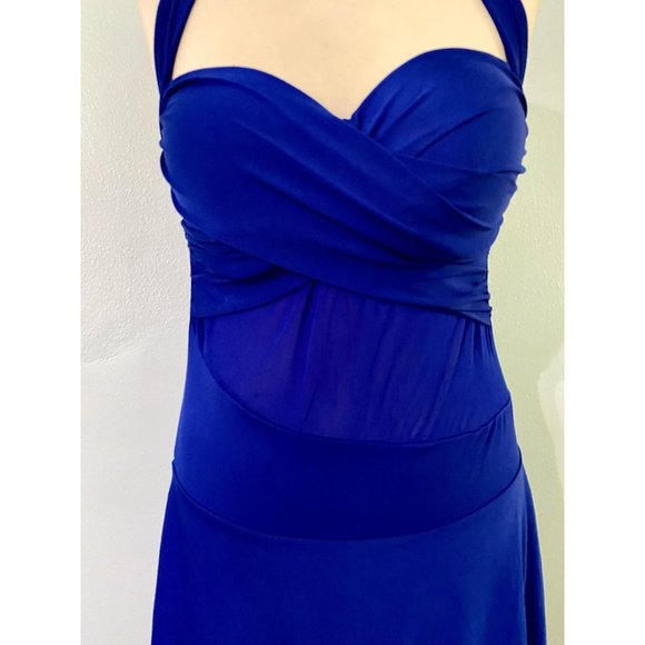Electric Royal Blue Mesh Cutouts Push Up Dress - Picture 1 of 4